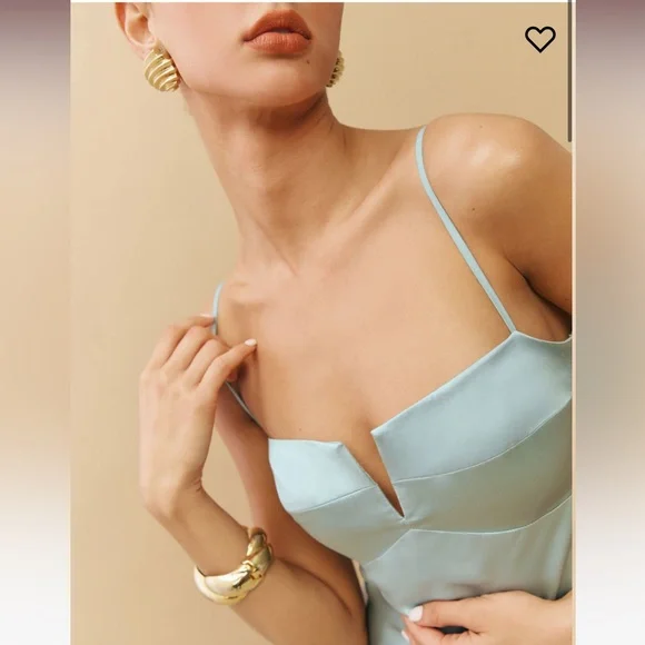 NWT Reformation Brie Silk Dress in Aquamarine